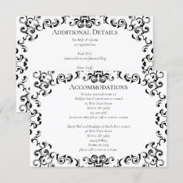 Tarjeta De Recepción Boda Gótica de Remolino en Blanco y Negro