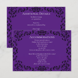 Tarjeta De Recepción Boda Gótica de Remolino Púrpura y Negro