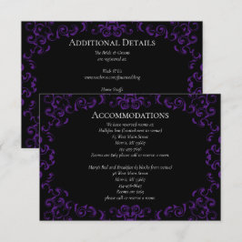 Tarjeta De Recepción Boda gótica de remolino púrpura y negro