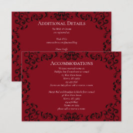 Tarjeta De Recepción Boda Gótica de Remolino Rojo y Negro