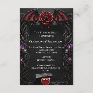 Tarjeta De Recepción Boda Gótica de Vampire Eternal Night Romance Oscur
