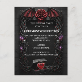 Tarjeta De Recepción Boda Gótica de Vampire Eternal Night Romance Oscur