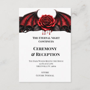 Tarjeta De Recepción Boda Gótica de Vampire Eternal Night Romance Oscur