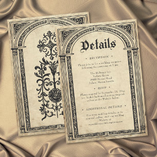 Tarjeta De Recepción Boda Gótica Pergamino Medieval Hasta la Muerte