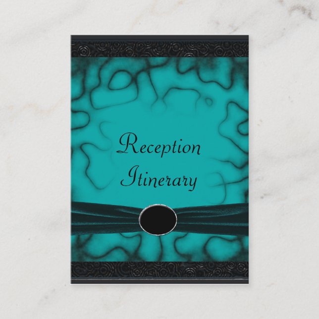 Tarjeta De Recepción Boda gótica verde y jardín negro sobredimensionada (Anverso)