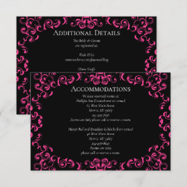 Tarjeta De Recepción Boda gótico de Swirl Hot Pink and Black Swirl