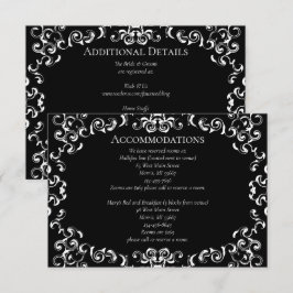 Tarjeta De Recepción Boda gótico de Swirl negro y blanco