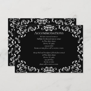 Tarjeta De Recepción Boda gótico de Swirl negro y blanco