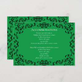 Tarjeta De Recepción Boda gótico de Swirl verde y negro