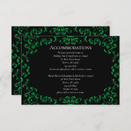 Tarjeta De Recepción Boda gótico de Swirl verde y negro