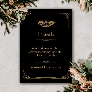 Tarjeta De Recepción Boda gótico elegante de Moth victoriana