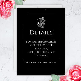 Tarjeta De Recepción Boda Gótico Elegante De Tatuaje Blanco Y Negro