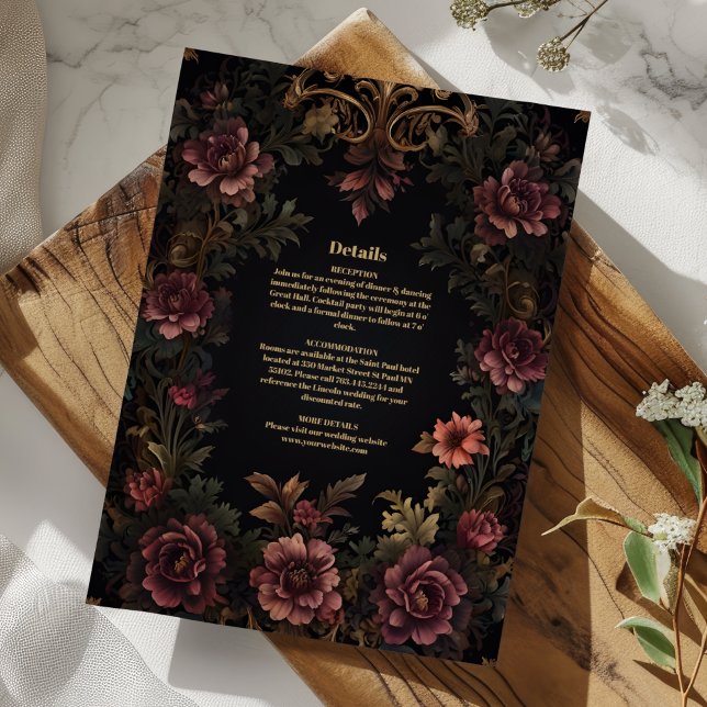 Tarjeta De Recepción Boda gótico floral de Royal Victorian (Subido por el creador)