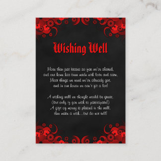 Tarjeta De Recepción Boda gótico floral negro rojo deseando lo mejor