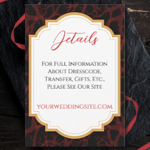 Tarjeta De Recepción Boda gótico oscuro rojo y negro