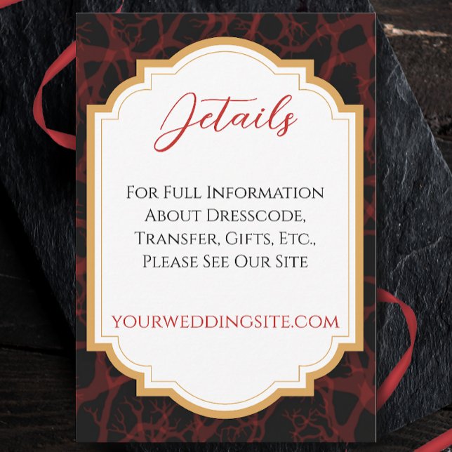 Tarjeta De Recepción Boda gótico oscuro rojo y negro (Subido por el creador)