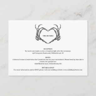 Tarjeta De Recepción Boda Gótico Romántico Skeleton Hand Halloween
