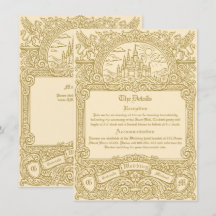 Boda grabada en oro de fantasía medieval vintage