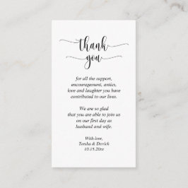 Tarjeta De Recepción Boda Gracias, guión moderno
