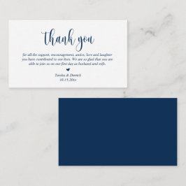 Tarjeta De Recepción Boda Gracias, guión moderno, azul de la Marina Clá
