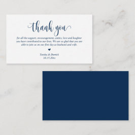 Tarjeta De Recepción Boda Gracias, guión moderno, azul de la Marina Clá