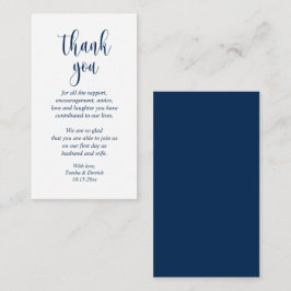 Tarjeta De Recepción Boda Gracias, guión moderno, azul de la Marina Clá