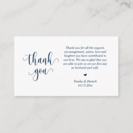 Tarjeta De Recepción Boda Gracias, guión moderno, azul de la Marina Clá