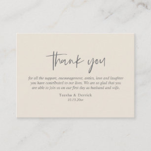 Tarjeta De Recepción Boda Gracias, guión simple moderno gris oscuro