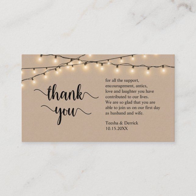 Tarjeta De Recepción Boda Gracias, Modern Rustic Brown Kraft (Anverso)