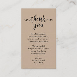 Tarjeta De Recepción Boda Gracias, Modern Rustic Brown Kraft