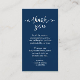 Tarjeta De Recepción Boda Gracias, moderna marina rusa simple azul