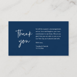 Tarjeta De Recepción Boda Gracias por asistir, elegante Navy Blue