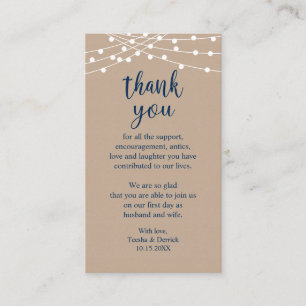 Tarjeta De Recepción Boda Gracias, Rustic String Lights Kraft Encl