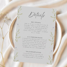 Tarjeta De Recepción Boda Gray Elegant Winter Wildflower Detalle