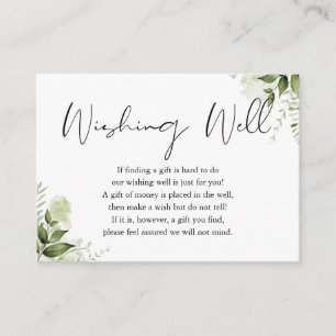 Tarjeta De Recepción Boda Greenery Floral Script Pozo de los Deseos