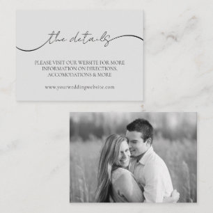Tarjeta De Recepción Boda Gris Elegant Minimal Photo Details