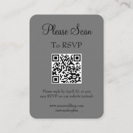 Tarjeta De Recepción Boda gris moderno sencillo escanear código QR
