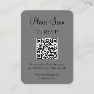 Tarjeta De Recepción Boda gris moderno sencillo escanear código QR