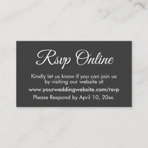 Tarjeta De Recepción Boda gris oscura RSVP elegante en línea simple