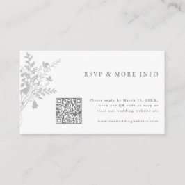 Tarjeta De Recepción Boda gris y blanca de flores silvestres RSVP