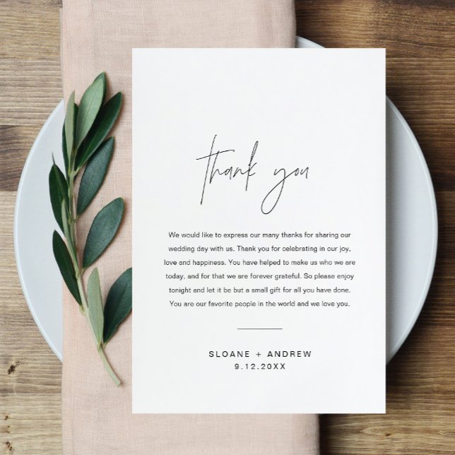 Tarjeta De Recepción Boda HARLOW Gracias Carta Napkin Note Card (Subido por el creador)