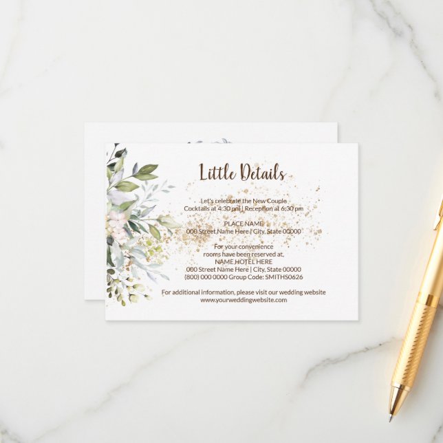 Tarjeta De Recepción Boda Herbal Bridal Shower (Anverso/Reverso In Situ)