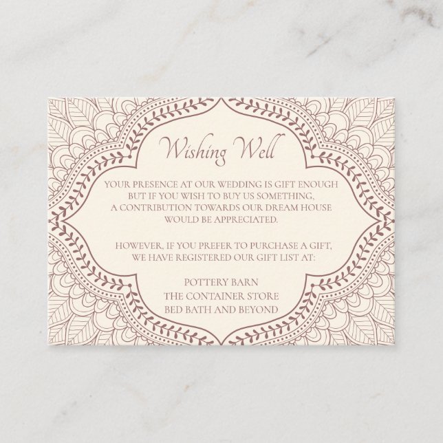 Tarjeta De Recepción Boda hindú tradicional de los mehndi beige (Anverso)
