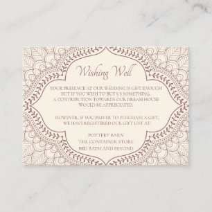 Tarjeta De Recepción Boda hindú tradicional de los mehndi beige