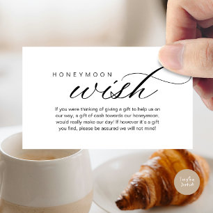 Tarjeta De Recepción Boda Honeymoon Wish, Fondo, Efectivo, Moderno Clás