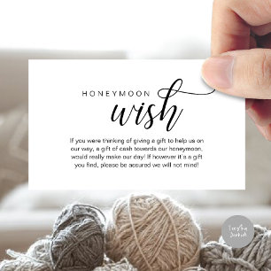 Tarjeta De Recepción Boda Honeymoon Wish, Fondo, Efectivo, Moderno Clás
