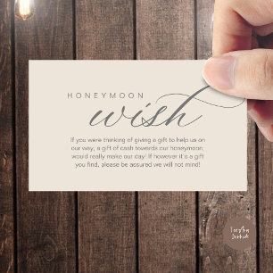 Tarjeta De Recepción Boda Honeymoon Wish, Fondo, Efectivo, Moderno Clás