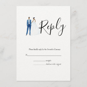 Tarjeta De Recepción Boda ilustrado afroamericano de los pares