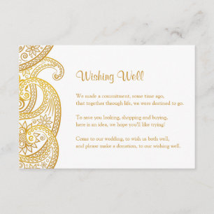 Tarjeta De Recepción Boda indio deseando lo mejor, Gold Paisley