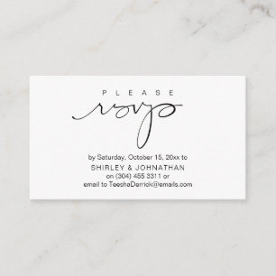 Tarjeta De Recepción Boda Invita a RSVP por correo electrónico o mensaj